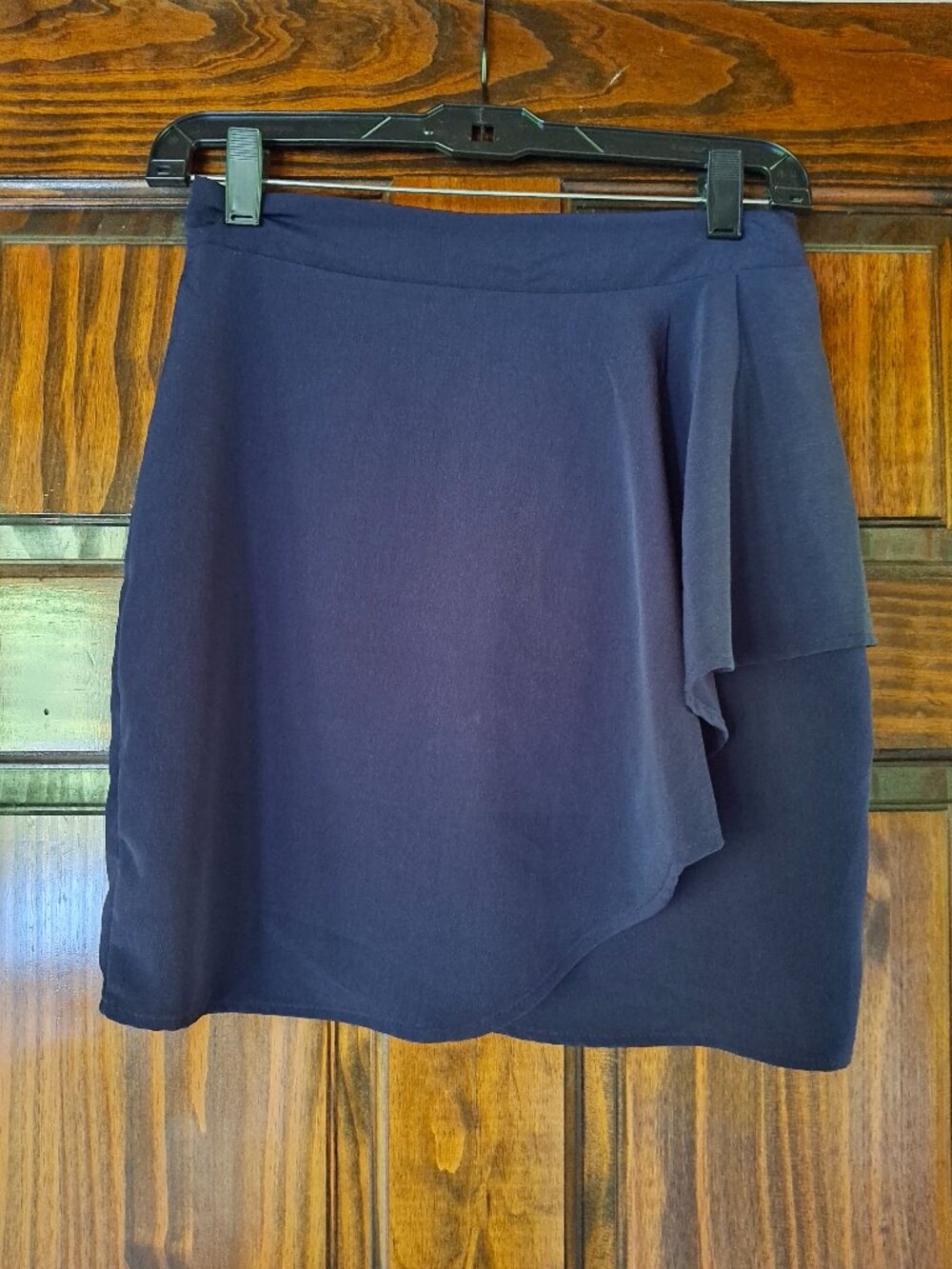 Blue wrap ruffle miniskirt